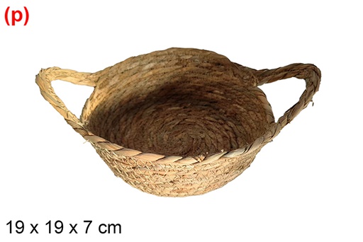 [122603] Cesta seagrass redonda natural con asas 19x19x7 cm