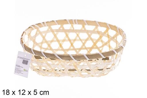 [122605] Openwork oval bamboo basket 18x12x5cm