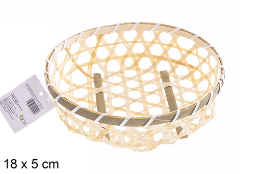 [122609] Natural openwork round bamboo basket 23 cm