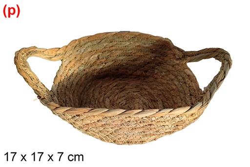 [122610] Cesta seagrass cuadrada natural con asas 17x17x7 cm