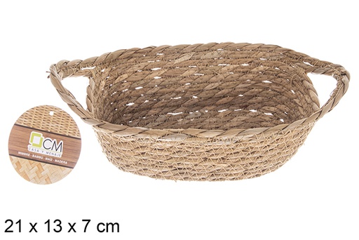 [122611] Cesto de ervas marinhas retangular natural com alças 21x13x7 cm