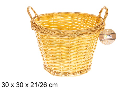 [122616] Panier rond en osier miel avec anses 30x30x21/26 cm