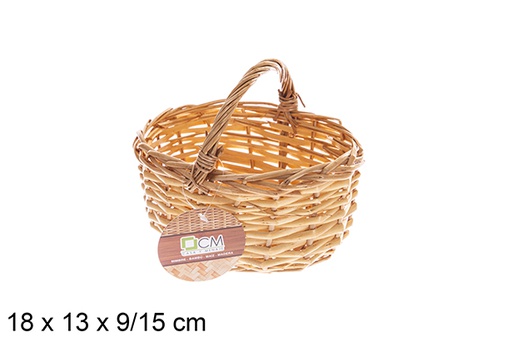 [122618] Cesta mimbre ovalada miel con asa 18x13x9/15 cm