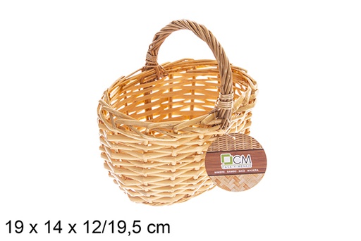 [122620] Panier en osier ovale miel avec anse 19x14x12/19,5 cm
