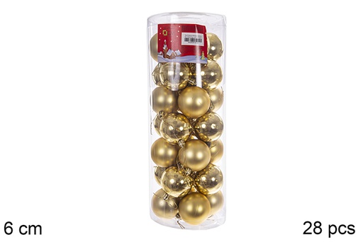 [122628] Pack 28 bolas oro brillo/mate cilindro 6 cm