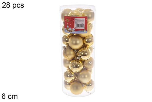 [122628] Pack 28 bolas ouro brilhantes/foscas cilindro 6 cm