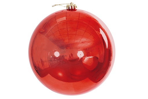 [122635] Bola de natal com glitter vermlho 15cm