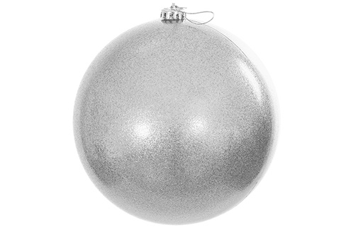 [122638] Bola de Natal prateada com efeito glitter 15cm