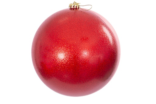 [122639] Bola de Natal vermelha efeito glitter 15 cm