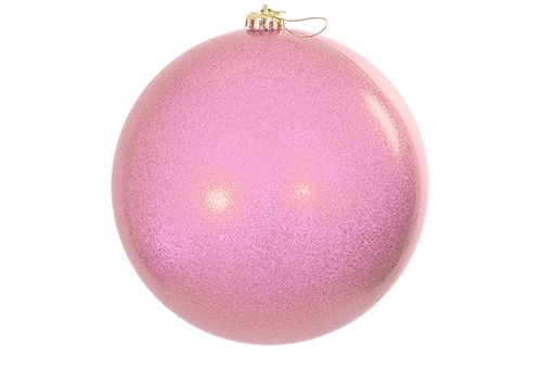 [122640] Boule de Noël effet pailleté or rose 15cm