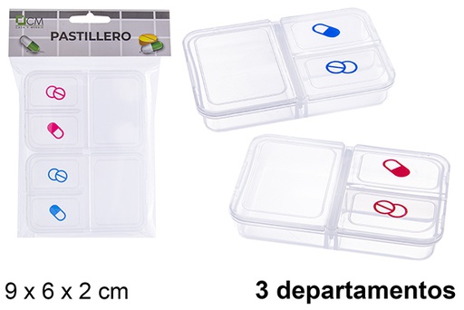 [122645] Caixa de comprimidos de plástico 3 departamentos