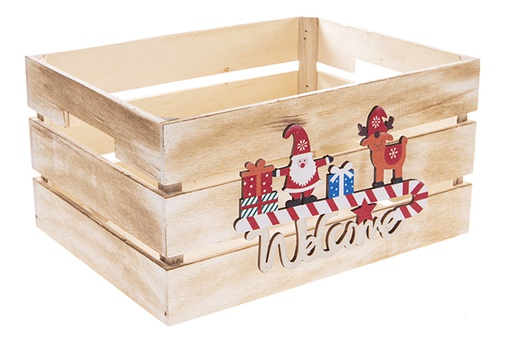 [122651] Caja madera blanca decorada Welcome 32x24.5x16cm