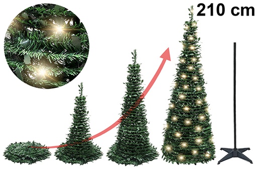 [122664] Árbol de Navidad plegable con luces LED USB 210 cm