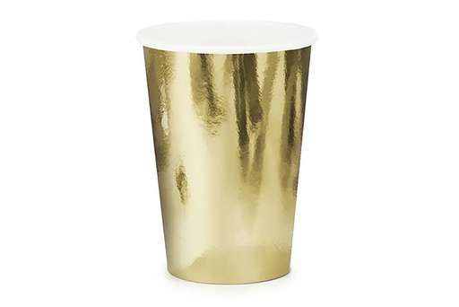 [122669] Pack 6 Christmas gold paper cups 260 ml