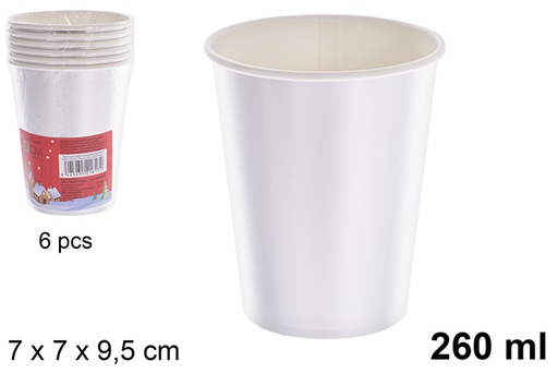 [122670] Pack 6 copos de papel natalício prateado 260 ml