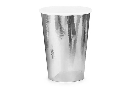 [122670] Pack 6 silver Christmas paper cups 260 ml