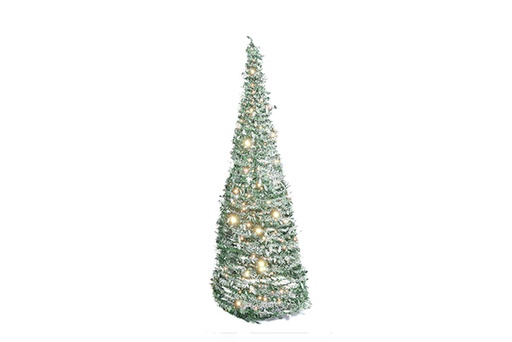[122702] Albero di Natale innevato pieghevole con luci LED USB 180 cm