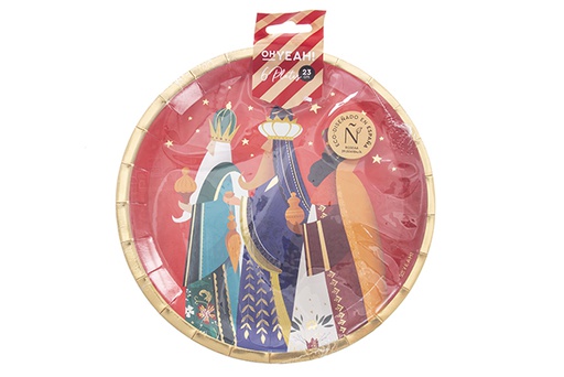 [122707] Pack 6 paper plates decorated 3 Wise Men 23 cm