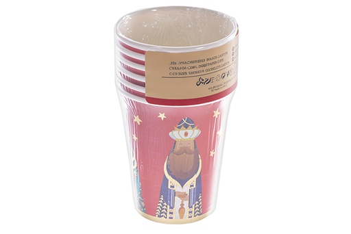 [122708] Pack 6 vasos papel decorado 3 reyes magos 260 ml 