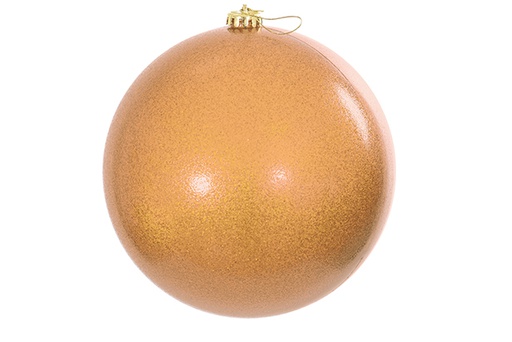 [122714] Boule de Noël champagne pailletée 15cm