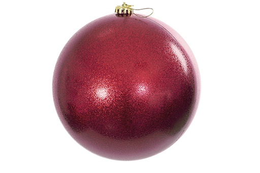 [122715] Bola de Natal com glitter Borgonha 15cm