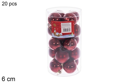 [122717] Pack 20 cilindros de bolas bordô brilhantes/foscas de 6 cm