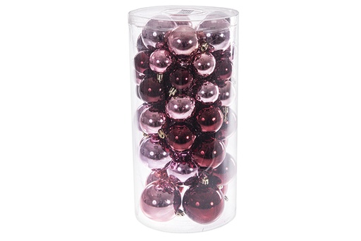 [122721] Pack 46 burgundy glossy/matte balls assorted cylinder