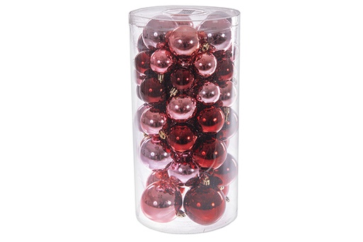 [122724] Pack 46 glossy/matte red balls assorted cylinder