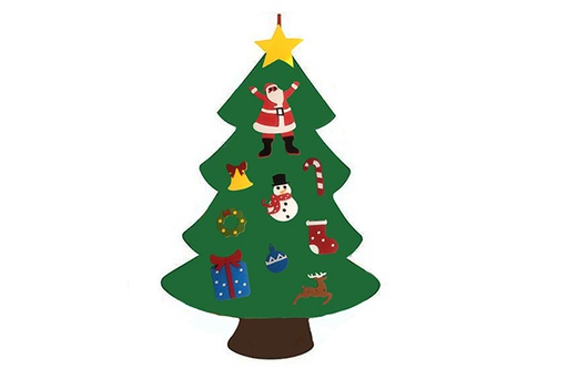 [122730] Felt Christmas tree with 10 removable decorations 98 cm