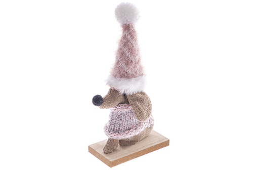 [122767] Christmas dog figure with hat 19 cm