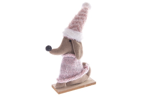 [122768] Christmas dog figure with hat 24 cm