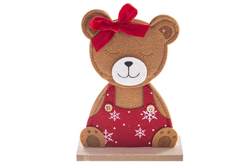 [122773] Boneco de feltro urso de peluche com chapéu de Natal 18 cm
