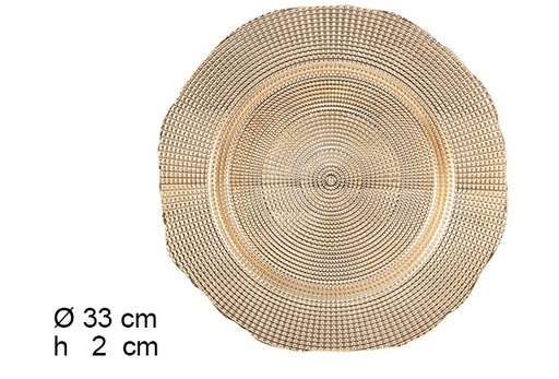 [122775] Bajo plato plástico puntos oro 33 cm