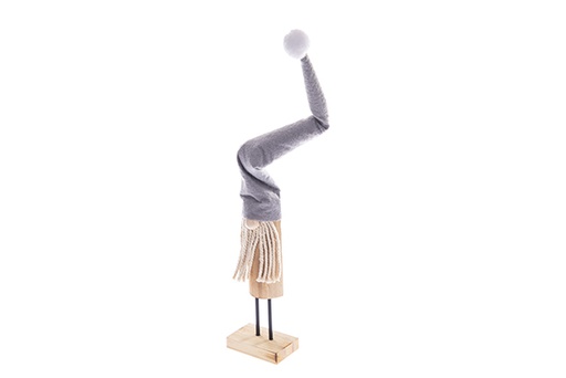 [122776] Figura gnomo madera con gorro gris navidad 23cm