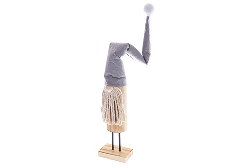 [122778] Figura gnomo madera con gorro gris navidad 23cm (copia)