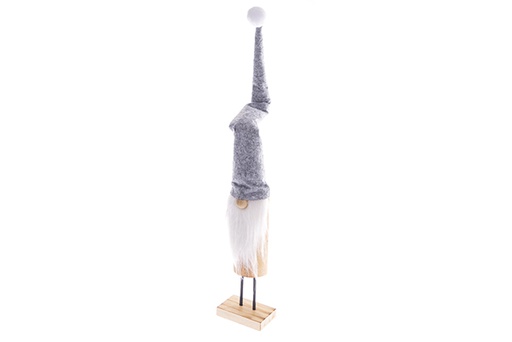 [122782] Figura gnomo madera con gorro jaspeado gris navidad 23cm (copia)