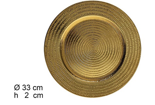 [122791] Golden charger plate with waves 33 cm