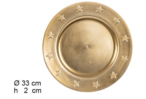 [122794] Sous-plat doré avec étoiles 33 cm