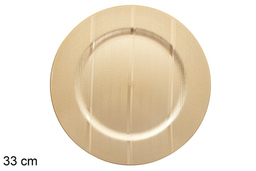 [122809] Bajo plato con rayas oro 33 cm