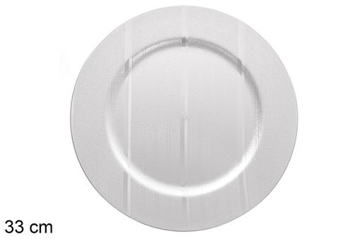 [122810] Sous assiette à rayures argentées 33 cm