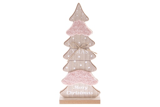 [122831] Figura arbol madera navidad con fieltro rosa 21cm (copia)