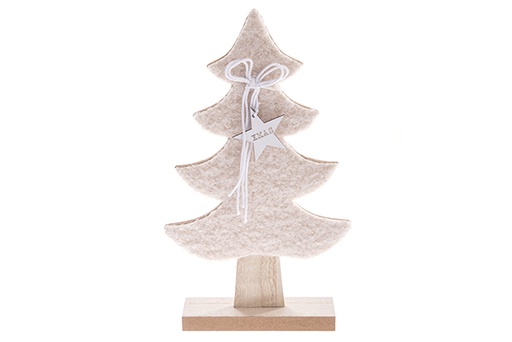 [122832] Figura arbol madera navidad con fieltro blanco 30cm