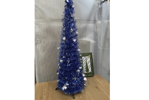 [122881] Arbol plegable base azul decorado copos plata 90cm (copia)