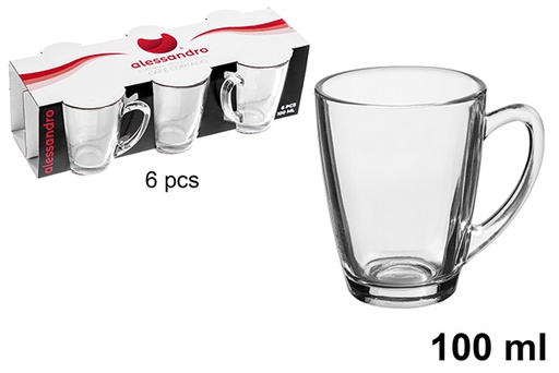 [122966] Pack 6 tasses à café en verre taillé 100 ml