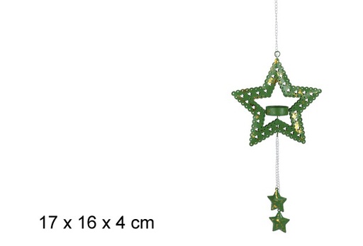 [100142] Metal star Christmas candle holder pendant