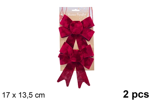 [123037] Pack 2 lazos navidad tela burdeos 17x13.5cm