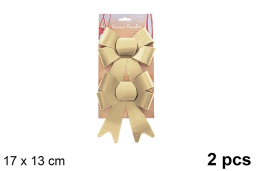 [123041] Pack 2 luxury gold Christmas bows 17x13cm