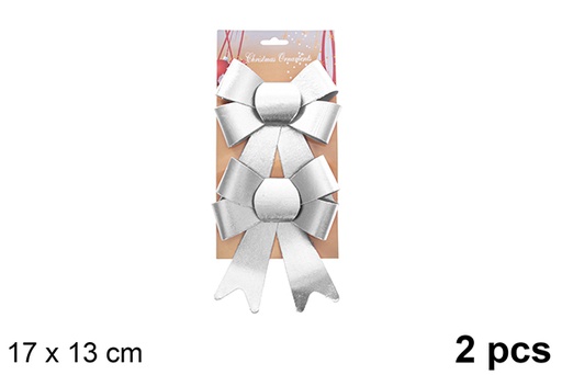 [123042] Pack 2 lazos navidad plata lujo 17x13cm
