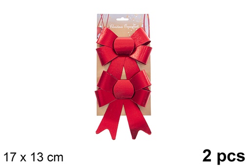 [123043] Pack 2 luxury red Christmas bows 17x13cm