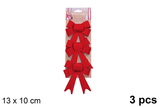 [123055] Pack 3 noeuds de Noël argentés de luxe 13x10cm